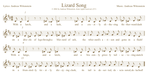 Lizard Songsheet